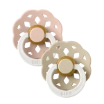 Bibs Boheme Glow in the dark Natural Rubber Latex Pacifier Size 1 (0-6M) 2-Pack - Blush Glow/ Vanilla Glow