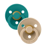 Bibs Colour Natural Rubber Latex Pacifier Size 2 (6-18M) 2-Pack - Taupe/ Scuba