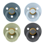 Bibs Colour Natural Rubber Latex Pacifier (4pcs/Pack)- Petrol/Sage/Baby Blue/Iron