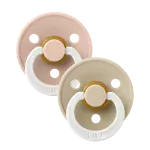 Bibs Colour Glow in the dark Natural Rubber Latex Round Nipple Pacifier 2-Pack - Blush Glow/ Vanilla Glow