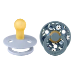 ⁦Bibs Colour Liberty Natural Rubber Round Pacifier 2-Pack - Bobo Dusty Blue Mix⁩ - الصورة ⁦2⁩