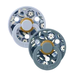 Bibs Colour Liberty Natural Rubber Round Pacifier 2-Pack - Bobo Dusty Blue Mix