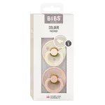 Bibs Colour Natural Rubber Latex Anatomical Nipple Pacifier Size 2 (6-18M) 2-Pack - Ivory/ Blush - Image 2