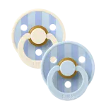 Bibs Colour Studio Collection Natural Rubber Round Pacifier 2-Pack- Baby Blue/ Dusty Blue Mix
