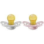 Bibs Couture Natural Rubber Latex Anatomical Nipple Pacifier Size 2 (6-18M) 2-Pack - Haze/ Blossom