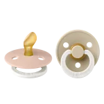 Bibs Colour Glow in the dark Natural Rubber Latex Anatomical Nipple Pacifier 2-Pack - Blush Glow/ Vanilla Glow