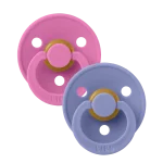 Bibs Colour Natural Rubber Latex Pacifier Size 1 (0-6M) 2-Pack - Bubble Gum/ Peri