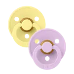 Bibs Colour Natural Rubber Latex Pacifier Size 1 (0-6M) 2-Pack - Sunshine/ Violet Sky