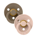 Bibs Colour Natural Rubber Latex Pacifier Size 2 (6-18M) 2-Pack - Dark Oak/ Blush