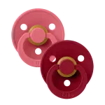 Bibs Colour Natural Rubber Latex Pacifier 2-Pack - Coral/ Ruby