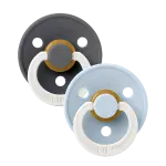 Bibs Colour Glow in the dark Natural Rubber Latex Pacifier 2-Pack - Iron Glow/ Baby Blue Glow