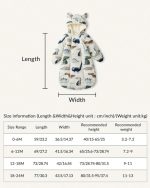 ⁦Printed Sleeping Jumpsuit with Long Sleeves Hood- Dinosaur⁩ - الصورة ⁦2⁩