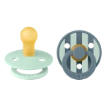 ⁦Bibs Colour Studio Collection Natural Rubber Round Pacifier 2-Pack (0-6M) Size 1- Block Latex Nordic Mint Petrol Mix⁩ - الصورة ⁦2⁩