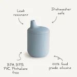 mushie Silicone Sippy Cup- Powder blue - الصورة 2