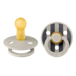 Bibs Colour Studio Collection Natural Rubber Round Pacifier 2-Pack - Block Latex Sand Mix - Image 2