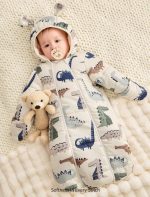 ⁦Printed Sleeping Jumpsuit with Long Sleeves Hood- Dinosaur⁩ - الصورة ⁦7⁩