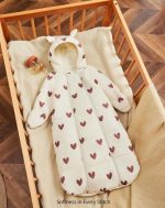 Printed Sleeping Jumpsuit with Long Sleeves Hood- Heart - Image 10