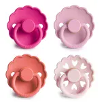 ⁦FRIGG Round Latex Baby Pacifier, 4pcs. / Pack (0-6M) Size 1 - Rosy Romance⁩ - الصورة ⁦2⁩