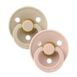 Bibs Colour Natural Rubber Latex Round Nipple Pacifier 2-Pack (6-18M) Size 2 – Vanilla/ Blush
