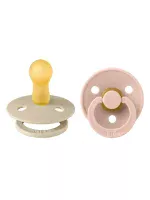 ⁦Bibs Colour Natural Rubber Latex Round Nipple Pacifier 2-Pack (6-18M) Size 2 – Vanilla/ Blush⁩ - الصورة ⁦2⁩
