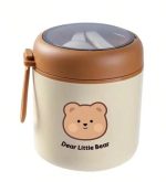 ⁦Stainless Steel Portable Breakfast Cup, Food- Grade 530ml - Beige Plain⁩ - الصورة ⁦5⁩