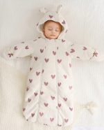 Printed Sleeping Jumpsuit with Long Sleeves Hood- Heart - Image 2