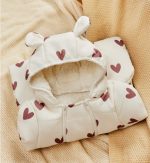 Printed Sleeping Jumpsuit with Long Sleeves Hood- Heart - Image 3