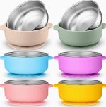 ⁦Silicone Steel Bowl Set w/ Lid, Silicone Spoon & Fork⁩ - الصورة ⁦5⁩