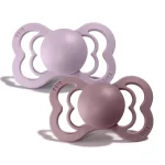Bibs Supreme Silicone Symmetrical Nipple Pacifier Size 2 (6M+) 2pcs- Dusky Lilac/ Heather