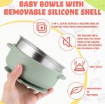 ⁦Silicone Steel Bowl Set w/ Lid, Silicone Spoon & Fork⁩ - الصورة ⁦6⁩
