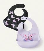 Silicone Bibs- Printed Butterfly, 2pcs.
