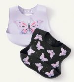 ⁦Silicone Bibs- Printed Butterfly, 2pcs.⁩ - الصورة ⁦2⁩