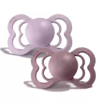 Bibs Supreme Silicone Symmetrical Nipple Pacifier Size 2 (6M+) 2pcs- Dusky Lilac/ Heather