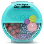 melii Spin Snack Container, 3 compartments- Green