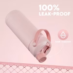 ⁦POWCAN 2-in-1 Straw and Spout Lid Insulated Water Bottle with handle, 532ml⁩ - الصورة ⁦3⁩