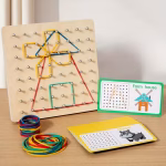 Small Nail Board, Wooden Geometric Creative Graphics Math Game Puzzle - Image 3