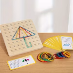 Small Nail Board, Wooden Geometric Creative Graphics Math Game Puzzle - Image 4