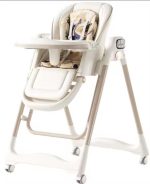 Foldable Baby Highchair, Electric Display Screen, Plastic Dining Chair with Detachable Double Tray