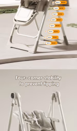 ⁦Foldable Baby Highchair, Electric Display Screen, Plastic Dining Chair with Detachable Double Tray⁩ - الصورة ⁦9⁩