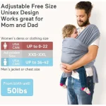 MomCozy Baby Wrap Carrier- Grey - Image 3