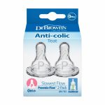 Dr. Brown's Natural Flow Anti Colic, Narrow neck, Slowest Flow Nipple, 0m+, 2-pack