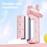 ⁦POWCAN 2-in-1 Straw and Spout Lid Insulated Water Bottle with handle, 1182ml.- White Bow⁩ - الصورة ⁦4⁩