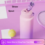 POWCAN 2-in-1 Straw and Spout Lid Insulated Water Bottle with handle, 1182ml. - Image 4