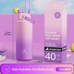 POWCAN 2-in-1 Straw and Spout Lid Insulated Water Bottle with handle, 1182ml. - Image 3