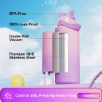 POWCAN 2-in-1 Straw and Spout Lid Insulated Water Bottle with handle, 1182ml. - Image 2