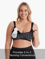 ⁦MomCozy 4-in-1 Hands-Free Pumping Bra- Black Leopard⁩ - الصورة ⁦2⁩