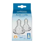 Dr. Brown's Natural Flow Anti Colic, Narrow neck, Medium-Fast Flow Nipple, 6m+, 2-pack