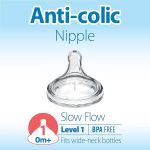 ⁦Dr. Brown's Wide-Neck Natural flow, Anti- colic, Nipple - Slow Flow Level 1 - 2-pack⁩ - الصورة ⁦3⁩