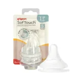 Pigeon, Softouch Soft & Flexible, Anti-Colic Nipple, Wide Neck S (Round Hole) 2pcs. - 1+ Month