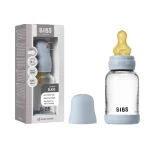 Bibs Baby Feeding Bottle Glass- Round Natural Rubber Latex Nipple, 120ml